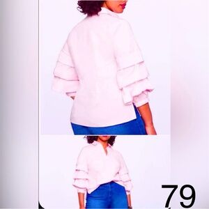 Eloquii Light Pink Ruffle Sleeve Blouse